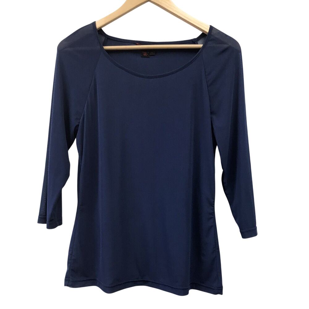 Simon Chang Top Womens XL Blue Sheer
